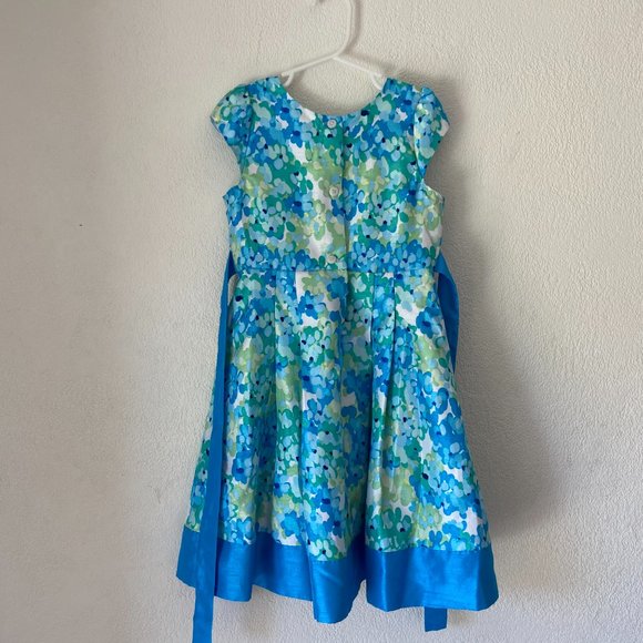 3/$30 Girls Stylish Jona Michelle Blue and Green Flower Dress Size 6 - Picture 2 of 3